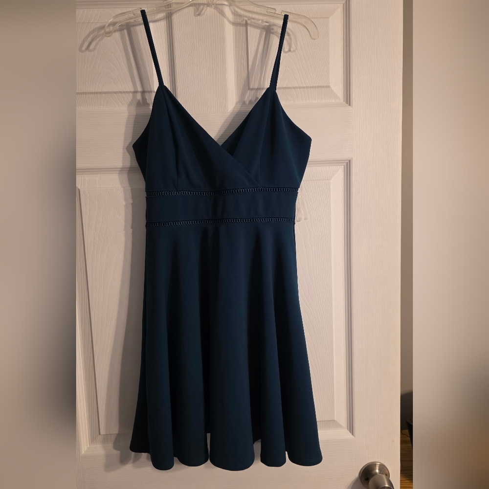 Trixxi Blue A-Line Mini Dress Spaghetti Strap